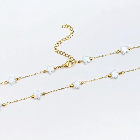 Handmade necklace with turquoise crystal shell beads，18K gold plated chain necklace for women girls in Saudi Arabia