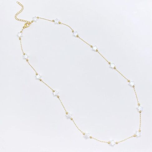 Handmade necklace with turquoise crystal shell beads，18K gold plated chain necklace for women girls in Saudi Arabia