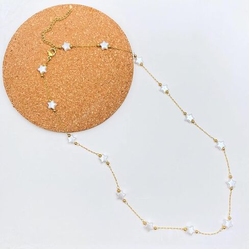 Handmade necklace with turquoise crystal shell beads，18K gold plated chain necklace for women girls in Saudi Arabia