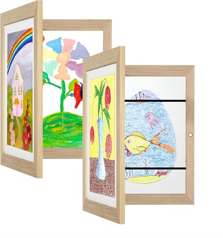 Alaska's Business 2-Pack Kids Artwork Frames Changeable, Magnetic Easy-Open Display, Child Artwork Storage Solution, Wall-Mounted Drawing Exhibit, Creative Photo Frame for Children's Art (White) in Saudi Arabia