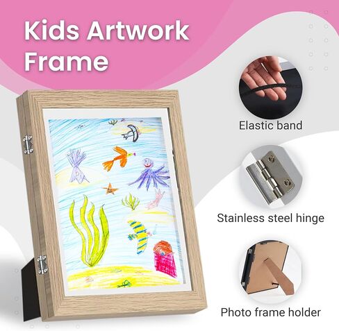 Alaska's Business 2-Pack Kids Artwork Frames Changeable, Magnetic Easy-Open Display, Child Artwork Storage Solution, Wall-Mounted Drawing Exhibit, Creative Photo Frame for Children's Art (White) in Saudi Arabia