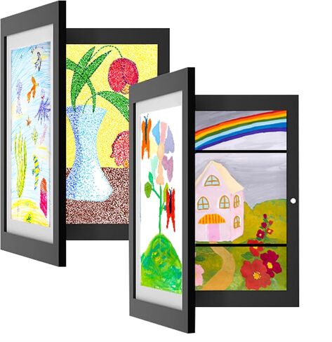Alaska's Business 2-Pack Kids Artwork Frames Changeable, Magnetic Easy-Open Display, Child Artwork Storage Solution, Wall-Mounted Drawing Exhibit, Creative Photo Frame for Children's Art (White) in Saudi Arabia