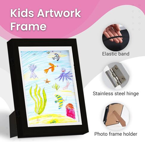 Alaska's Business 2-Pack Kids Artwork Frames Changeable, Magnetic Easy-Open Display, Child Artwork Storage Solution, Wall-Mounted Drawing Exhibit, Creative Photo Frame for Children's Art (White) in Saudi Arabia