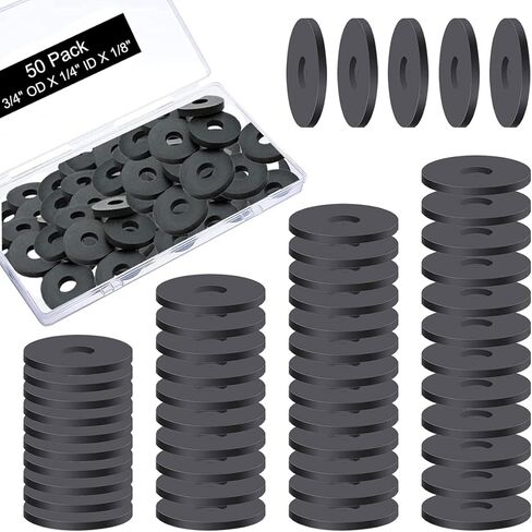 50 Packs Rubber Flat Washers Heavy Duty Abrasion Resistant 3/4" OD X 1/4" ID X 1/8 Inch Thickness Black Neoprene Industrial Rubber Spacer in Saudi Arabia