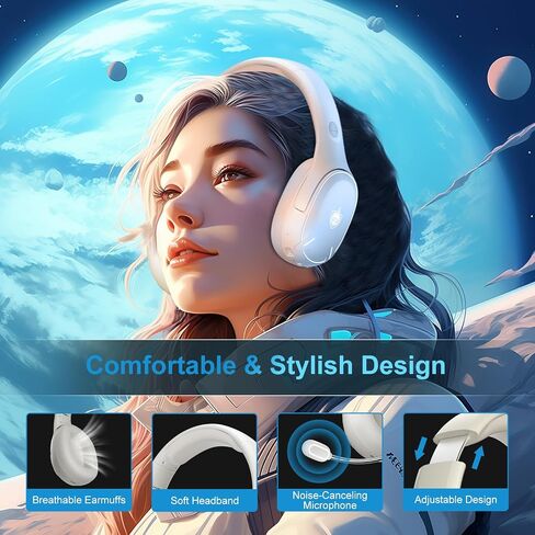 PHOINIKAS Wireless Gaming Headset for PS5, PS4, PC, Switch, Gaming Headphones with Mic, 7.1 Stereo Sound, 30H Battery, Bluetooth Mode only for Laptop/Phone/Mac (Blue) in Saudi Arabia