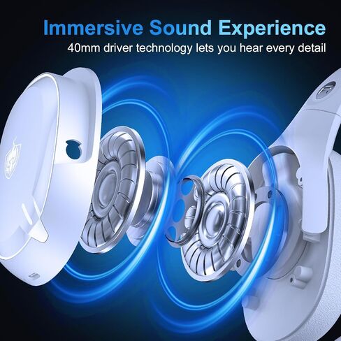 PHOINIKAS Wireless Gaming Headset for PS5, PS4, PC, Switch, Gaming Headphones with Mic, 7.1 Stereo Sound, 30H Battery, Bluetooth Mode only for Laptop/Phone/Mac (Blue) in Saudi Arabia