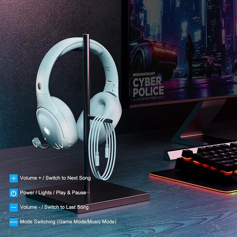 PHOINIKAS Wireless Gaming Headset for PS5, PS4, PC, Switch, Gaming Headphones with Mic, 7.1 Stereo Sound, 30H Battery, Bluetooth Mode only for Laptop/Phone/Mac (Blue) in Saudi Arabia