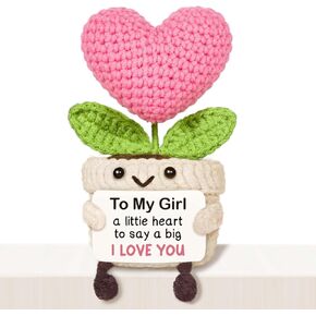 AceThrills Thank You Gift—Cute Crochet Pink Heart Plant with “Thank You" Sign, Fun Decor for Nurse Teacher, Boss, Coworker, Friend & More in Kuwait