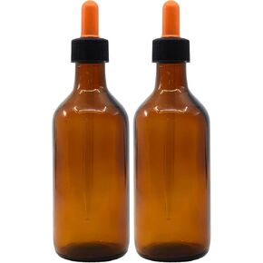 زجاجة سقوط 180 مل مع قطارة للعين - زجاج بوروسيليكات - برغي دائري - كهرماني in Kuwait