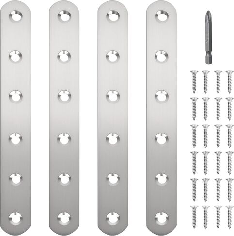 40 Pcs Stainless Straight Bracket (1.57*0.63 inch) Flat Straight Braces, Metal Fixed Connecting Plate, Can be Used to Repair Furniture, Bookcase, Table,Chair legs, Beds Etc. with 80 Pcs 304 SS Screws in Kuwait