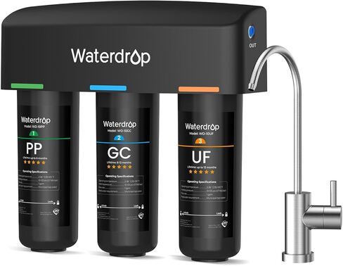 نظام فلتر مياه تحت الحوض، سعة عالية 3 مراحل لتقليل معظم الملوثات أكبر من 0.01 متر بتقنية الولايات المتحدة الأمريكية، لوحة ذكية، عمر عامين in Kuwait