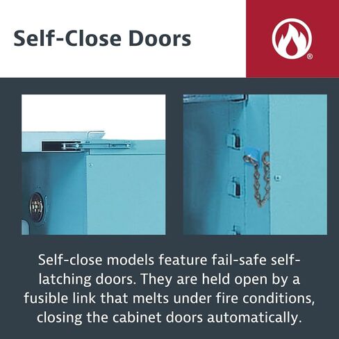 Justrite 891222 Sure-Grip EX من الفولاذ المجلفن 1 باب ذاتي الإغلاق كومباك خزانة تخزين آمنة للتآكل، سعة 12 جالون، عرض 23-1/4 بوصة × ارتفاع 35 بوصة × عمق 18 بوصة، 1 رف قابل للتعديل، أزرق in Kuwait