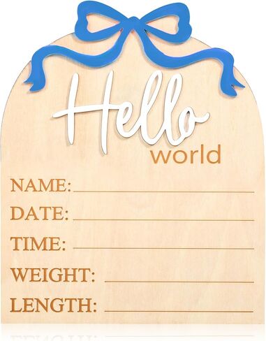 Hello World Newborn Sign, 5.9in Welcome Baby Sign- 3D Pink Bow Birth Announcement Sign for Hospital Hello World Plaques for Photo Props Baby Shower Hospital Nursery in Saudi Arabia