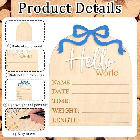 Hello World Newborn Sign, 5.9in Welcome Baby Sign- 3D Pink Bow Birth Announcement Sign for Hospital Hello World Plaques for Photo Props Baby Shower Hospital Nursery in Saudi Arabia