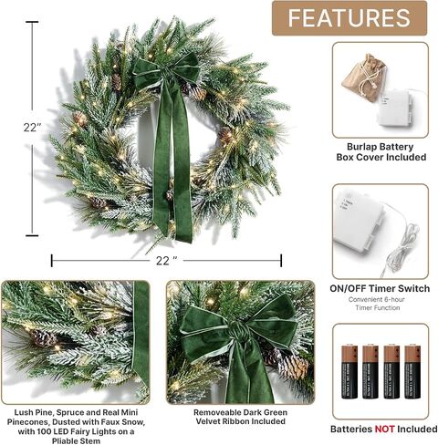 LampLust Grapevine Wreath for Front Door, 22 Inch, Cream Pip Berries, Farmhouse Wreath, Indoor Outdoor Year-Round Decor, Rustic Farmhouse Decor, Fall Wreaths for Front Door, Thanksgiving Decor in Kuwait