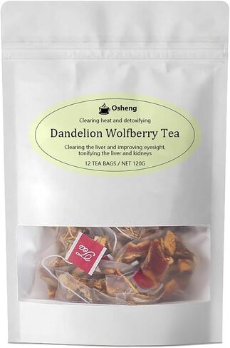 Osheng Dandelion Wolfberry Tea - Traditional Chinese herbal tea for liver and kidney protection, gently nourishing, enjoy daily.(120g, 12 Bags) (2pcs) in Saudi Arabia