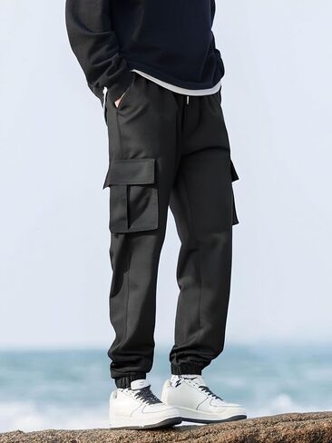 Men's Cargo Pants with Elastic Cuffs, Drawstring Waist & Multiple Utility Pockets in Saudi Arabia