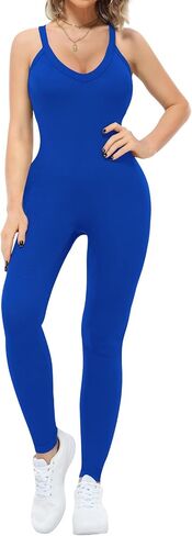 VUTRU Women Jumpsuits Sexy V Neck One Piece Bodysuit Romper Shapewear Tummy Control Workout Athletic Leotards, Black M in Kuwait