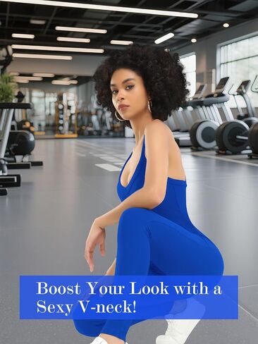 VUTRU Women Jumpsuits Sexy V Neck One Piece Bodysuit Romper Shapewear Tummy Control Workout Athletic Leotards, Black M in Kuwait