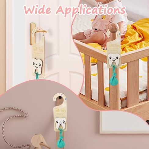 2 PCS Tooth Fairy Tooth Holder, Room Decor Tooth Fairy Door Hanger with Money Slot, Keepsake Bag & Elegant Patterns for Lost Teeth, Encourage Gift for Boys & Girls Milk Teeth in Saudi Arabia