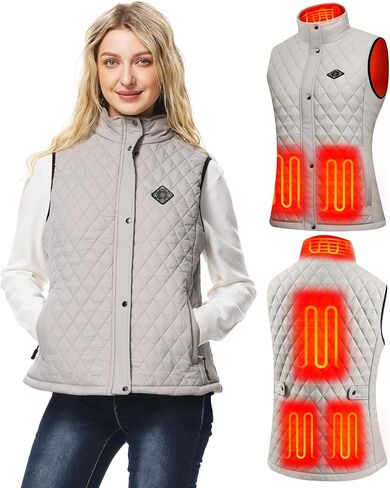 Women Heated Vest with 16000mAh 7.4V Battery Pack, Smart Washable Rechargeable Electric Lightweight Heating Vest Coat in Kuwait