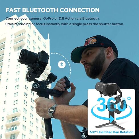 Feiyutech Scorp 3 [Kit] مثبت Gimbal لـ Canon/Sony/Nikon/Fujifilm-حمولة 7.72 رطل ، مقبض قابل للفصل ، تتبع AI المدمج ، التصوير العمودي الأصلي ، استقرار الفيديو الاحترافي مع CASE in Saudi Arabia