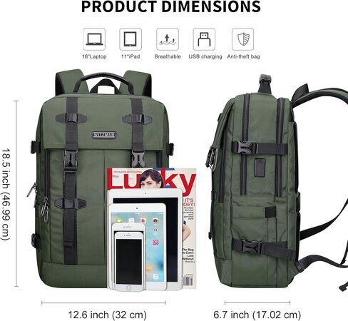 WITZMAN Travel Laptop Backpack for Men Fit 17 inch Computer Carry-on Airline Approved with USB Charging Port(B716 Black) in Saudi Arabia