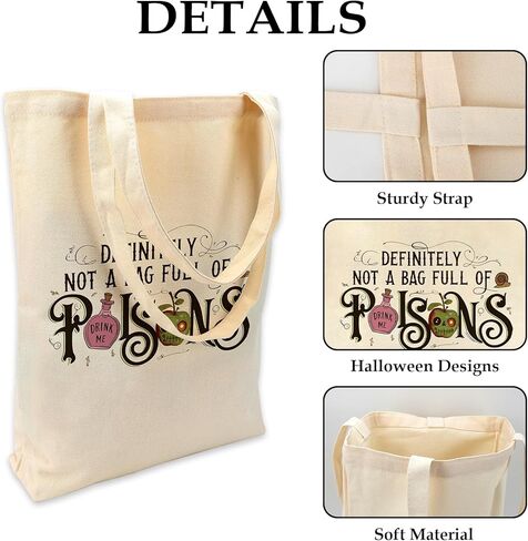 Halloween Canvas Tote Bag Halloween Bags for Trick or Treating Gift Pumpkin Black Cat Ghost Reusable Totes for Women Kids in Kuwait