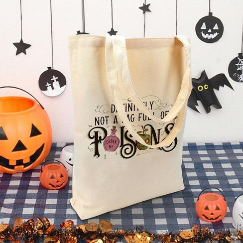 Halloween Canvas Tote Bag Halloween Bags for Trick or Treating Gift Pumpkin Black Cat Ghost Reusable Totes for Women Kids in Kuwait