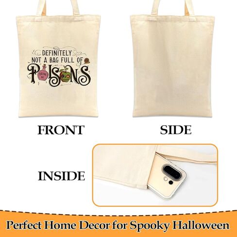 Halloween Canvas Tote Bag Halloween Bags for Trick or Treating Gift Pumpkin Black Cat Ghost Reusable Totes for Women Kids in Kuwait