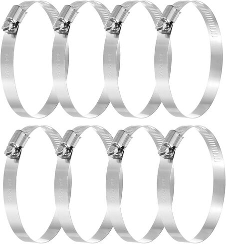 PATIKIL 6 Inch Adjustable Pipe Hose Clamp, 8 Pack 304 Stainless Steel Air Ducting Clamp Worm Gear Drive Hose Clamps Pipe Clamp for Ventilation Duct, Silver in Saudi Arabia
