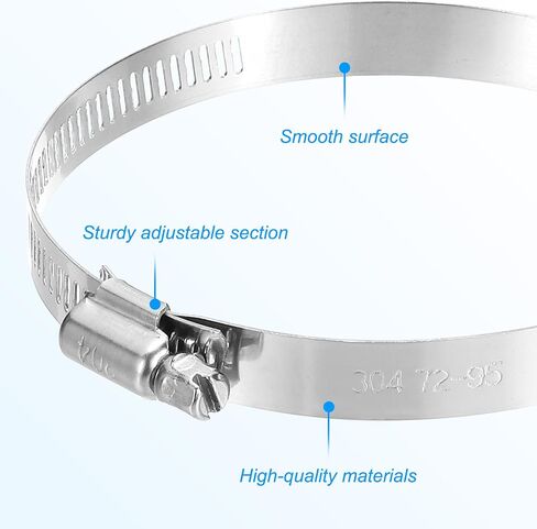 PATIKIL 6 Inch Adjustable Pipe Hose Clamp, 8 Pack 304 Stainless Steel Air Ducting Clamp Worm Gear Drive Hose Clamps Pipe Clamp for Ventilation Duct, Silver in Saudi Arabia