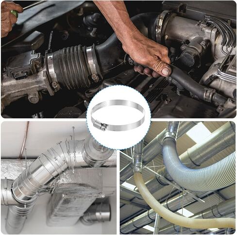 PATIKIL 6 Inch Adjustable Pipe Hose Clamp, 8 Pack 304 Stainless Steel Air Ducting Clamp Worm Gear Drive Hose Clamps Pipe Clamp for Ventilation Duct, Silver in Saudi Arabia