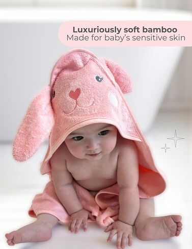Hooded Baby Towel with Mitt - Ultra Soft Plush Bath Essential for Newborn, Infant & Toddler - Premium 30x30 Inch Large Absorbent Baby Bath Towels with Hood for Boys & Girls (Happy Dino) in Saudi Arabia