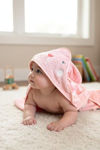 Hooded Baby Towel with Mitt - Ultra Soft Plush Bath Essential for Newborn, Infant & Toddler - Premium 30x30 Inch Large Absorbent Baby Bath Towels with Hood for Boys & Girls (Happy Dino) in Saudi Arabia