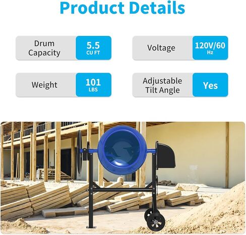 Tabu 5.0 cu.ft. خلاط الأسمنت الكهربائي ، خلاط الخرسانة المحمولة ، خلط الملاط للبذور/الجص ، أدوات خلط الأسمنت القائمة بذاتها مع عجلات للجص ، البرتقالي in Kuwait