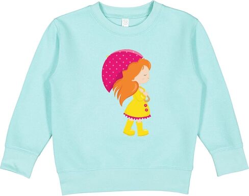 inktastic Girl in Raincoat, Girl with Umbrella, Orange Hair Toddler Sweatshirt in Saudi Arabia