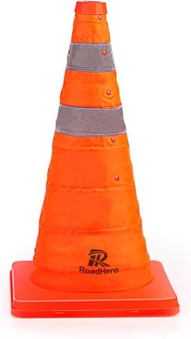 RoadHero 18 Inch [2 Pack] Collapsible Traffic Safety Cones, Multi Purpose Pop-up Cones with Reflective Collar for Road Safety, Orange Cones for Driving Training, Parking Lots in Saudi Arabia