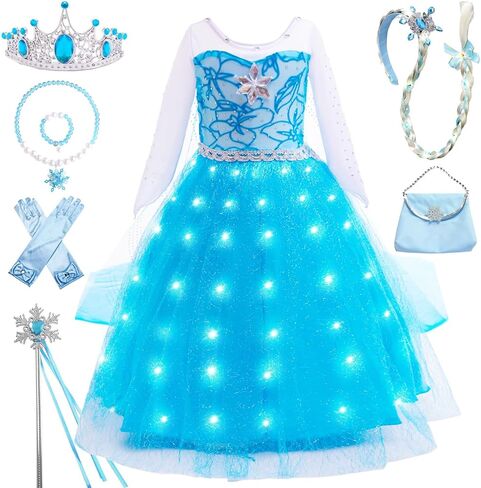 Princess Dress for Girls | Sparkly Cape & Crown | Ages 3-10 | Birthday, Halloween, Party Costume in Saudi Arabia