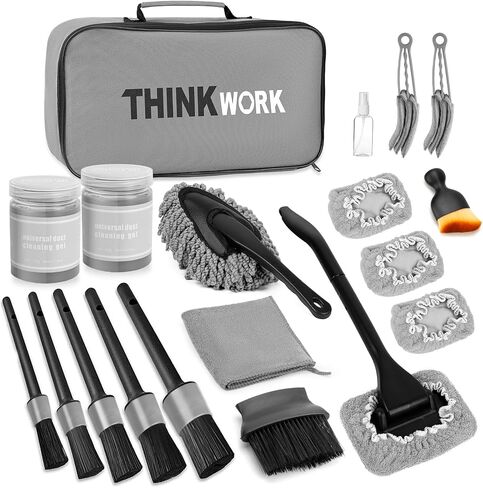 THINKWORK Car Detailing Kit, Car Detailing Brush Set, Car Cleaning Drill Brush Kit with Extension Pole, Professional Auto Detailing Supplies for Automobile Interior Exterior Wheels in Saudi Arabia