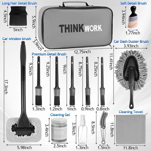 THINKWORK Car Detailing Kit, Car Detailing Brush Set, Car Cleaning Drill Brush Kit with Extension Pole, Professional Auto Detailing Supplies for Automobile Interior Exterior Wheels in Saudi Arabia