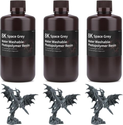 اليغو راتنج طابعة ثلاثي الابعاد قابل للغسل في الماء، راتنج سريع 405 نانومتر LCD معالجة بالاشعة فوق البنفسجية من الراتنج لطابعات LCD ثلاثية الابعاد، رمادي 1000 غرام in Kuwait