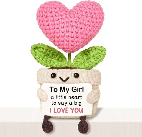 AceThrills Thank You Gift—Cute Crochet Pink Heart Plant with “Thank You" Sign, Fun Decor for Nurse Teacher, Boss, Coworker, Friend & More in Kuwait