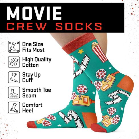 Movie Lover Gifts - Christmas Socks for Women, Funny and Horror Themed Gifts, Ideal for Movie Nights, Theater Gift, Perfect as Women's Stocking Stuffers, Unique Halloween Night Presents in Saudi Arabia