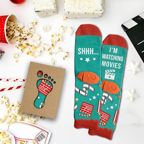 Movie Lover Gifts - Christmas Socks for Women, Funny and Horror Themed Gifts, Ideal for Movie Nights, Theater Gift, Perfect as Women's Stocking Stuffers, Unique Halloween Night Presents in Saudi Arabia
