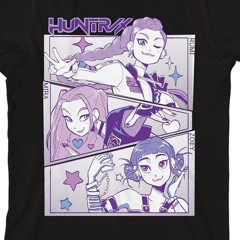 Kpop Demon Hunters Panel Art Huntrix Youth White Crew Neck Short Sleeve T-Shirt in Saudi Arabia