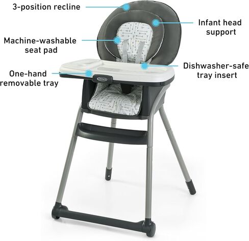 Graco Table2Table Lux Highlicair ، 6 مراحل متزايدة من كرسي الرضع العالي إلى كرسي وطاولة طفل كبير ، Rhodes in Saudi Arabia