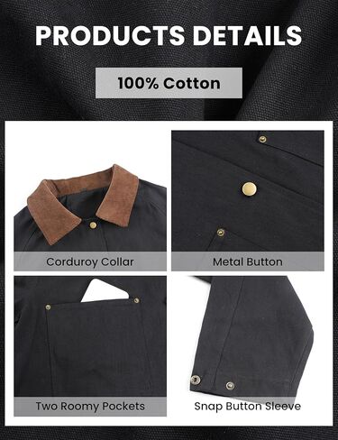 APAFES Women's Cropped Barn Jacket Corduroy Collar Button Down Long Sleeve Short Coat with Pockets in Kuwait