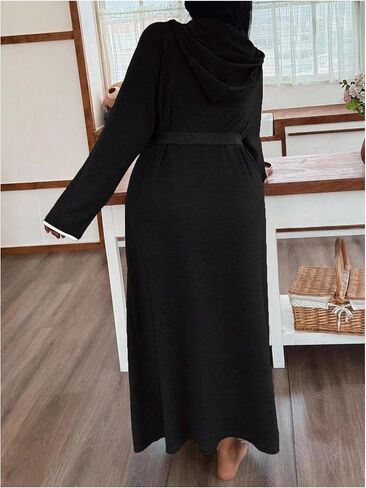 SOLY HUX Women's Plus Size Hooded Robes Long Sleeve Belted Long Kimono Bathrobe Loungewear in Saudi Arabia