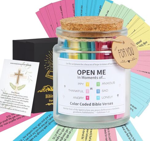 Bible Verse Jar, Inspirational Christian Gifts for Women, Men, Mom, Dad, Graduation, Birthday, Baptism, Christmas, Read Me When Bible Verses Jar with 108 Handpicked for Emotions and Feelings in Kuwait